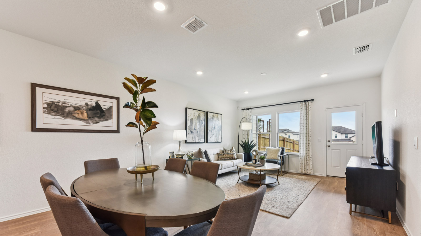 Dining area and living area.