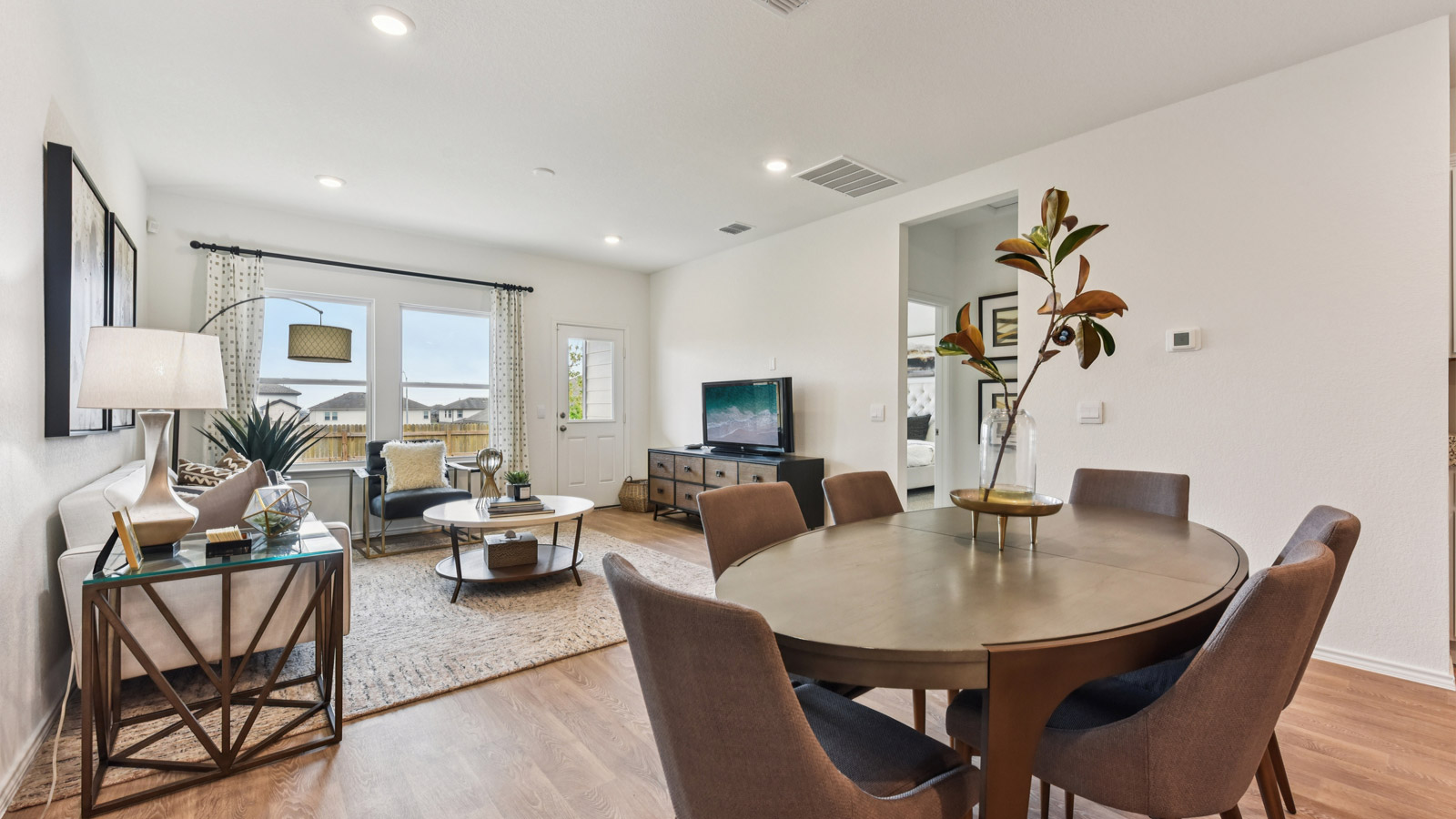Dining area and living area.
