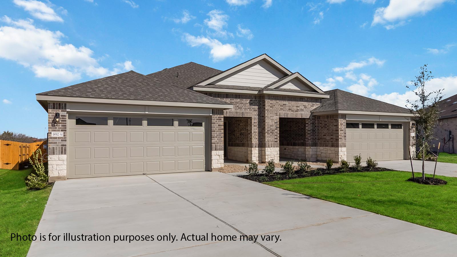SIGNLE STORY TOWNHOME - with brick - garage on left