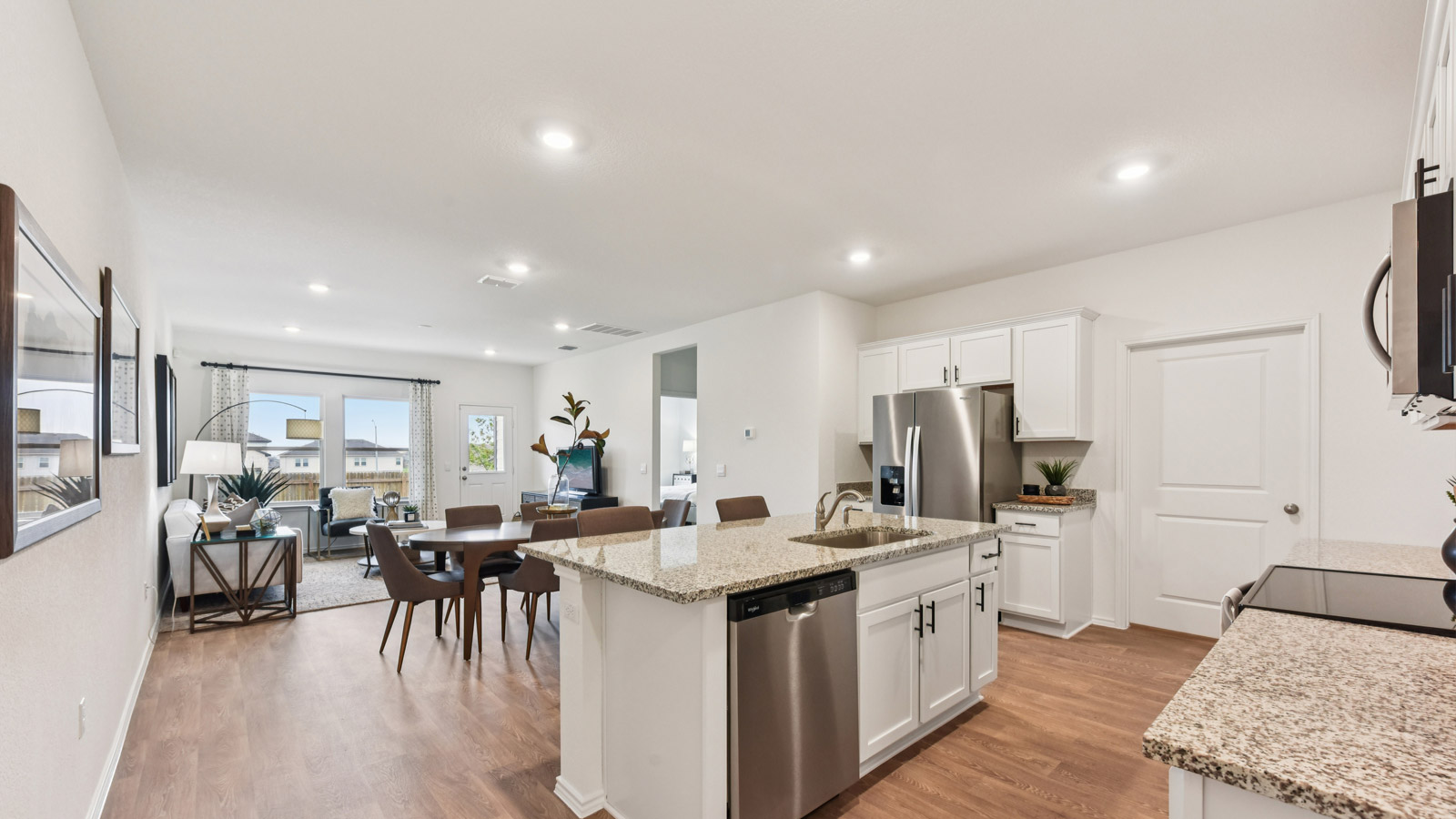 Open kitchen and living area.