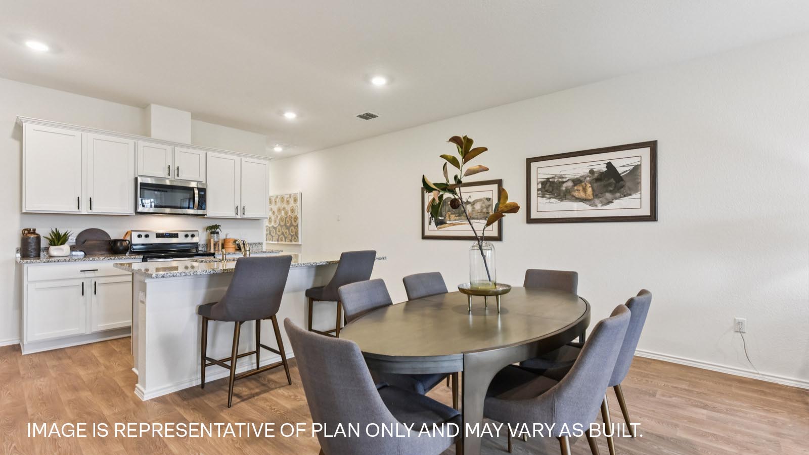 Dining area and living area.