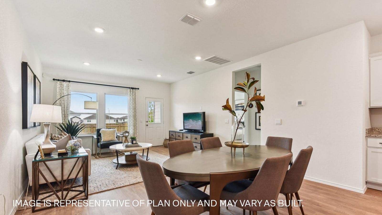 Dining area and living area.