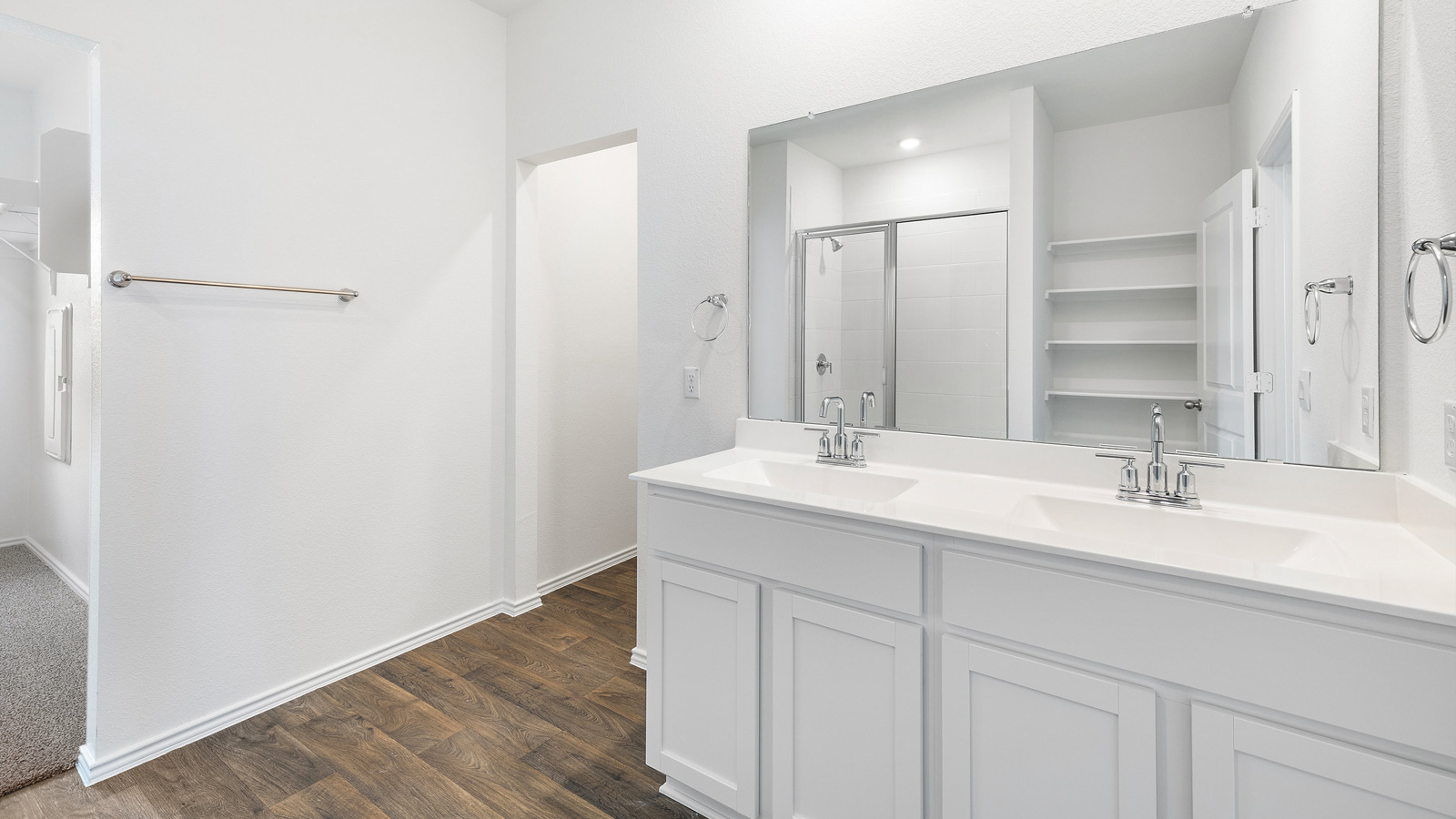 2223 Sycamore Floorplan main bathroom with walk-in shower gallery image - Palomino in Manor TX