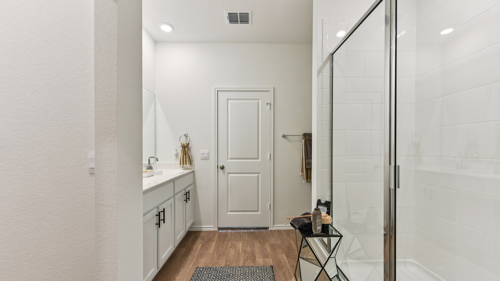 Walk-in shower in main bathroom.