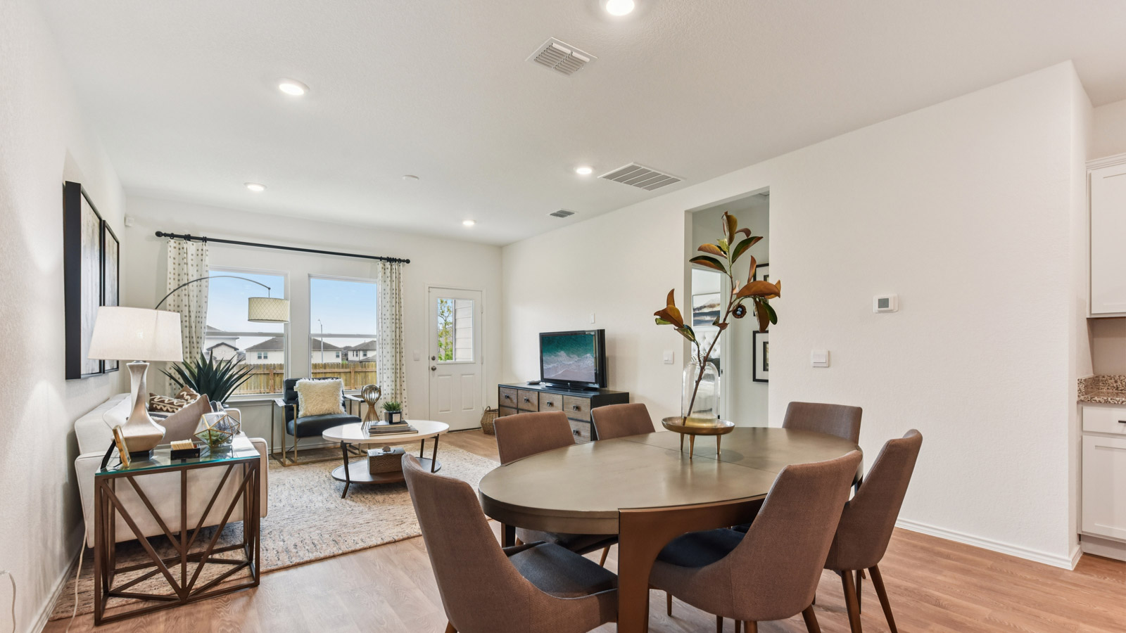 Dining area and living area.