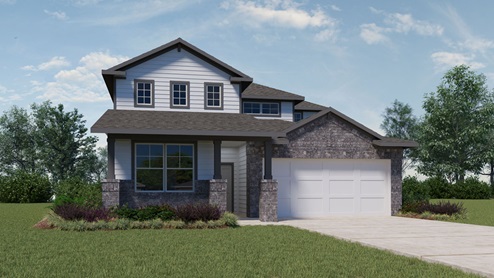 Fitzgerald Front Exterior Rendering - Two Story - Elevation G