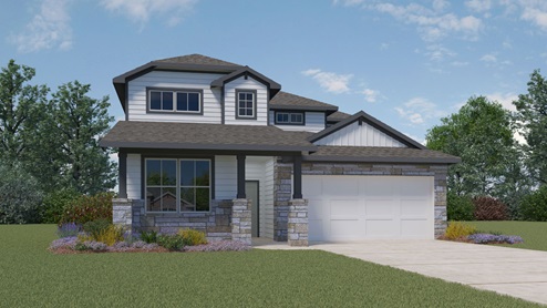 Fitzgerald Front Exterior Rendering - Two Story - Elevation H