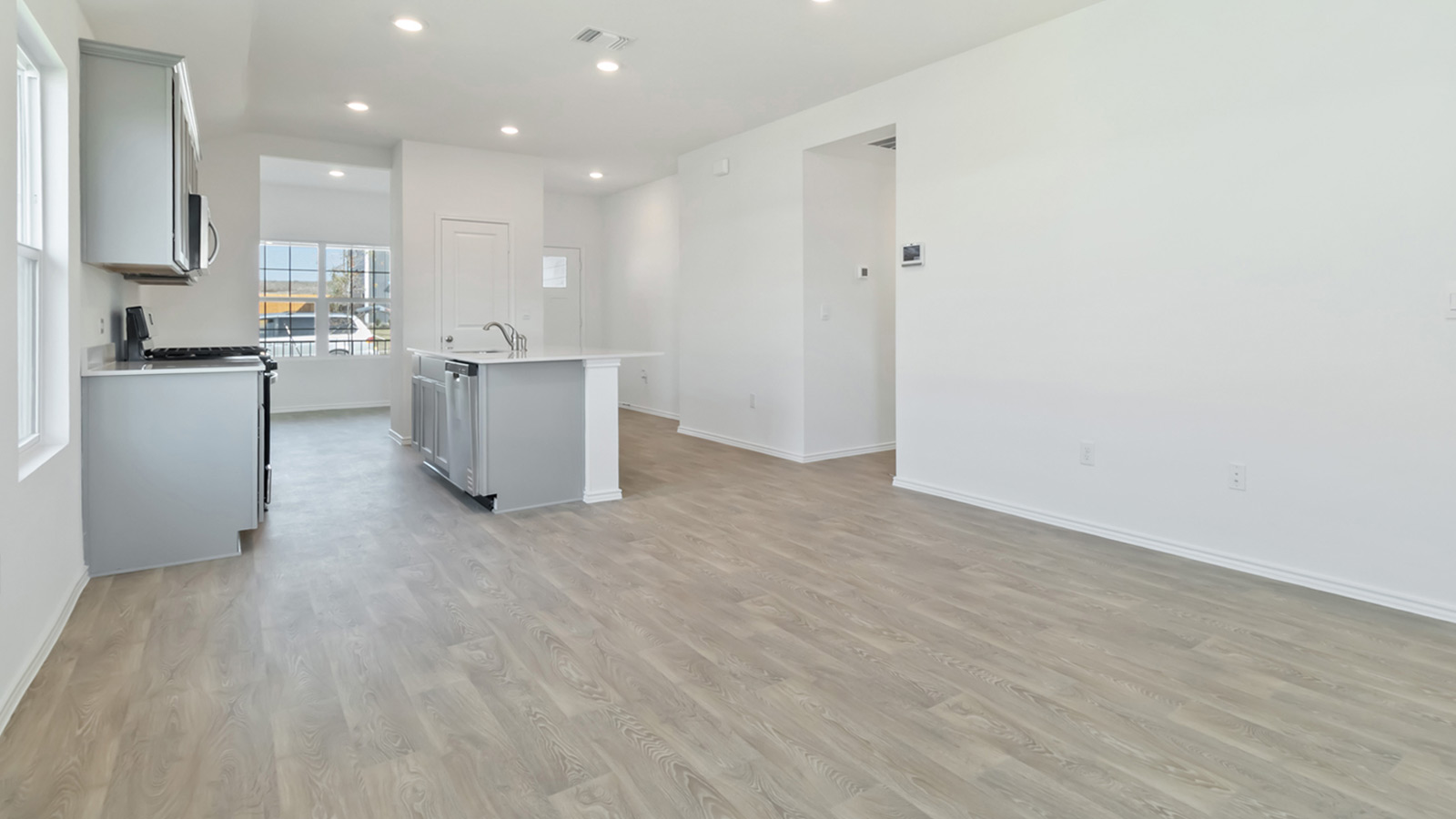 Open living room and kitchen.