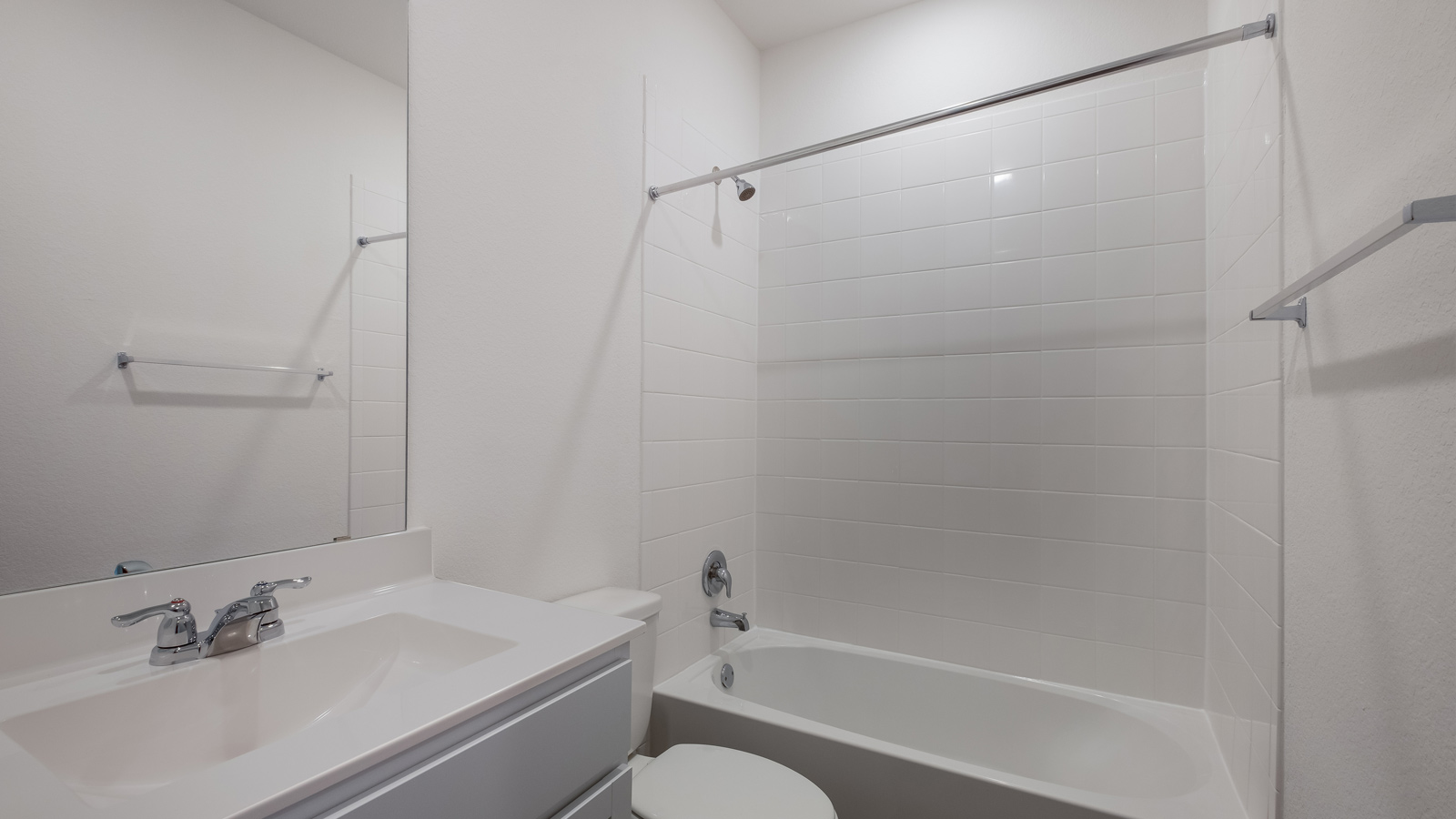 Interior bathroom with full-sized shower and sink