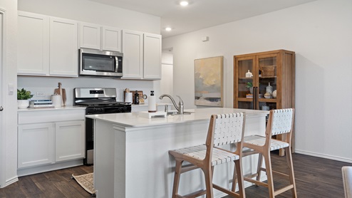 kitchen with large kitchen island