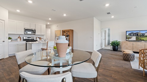 open concept kitchen and dining area