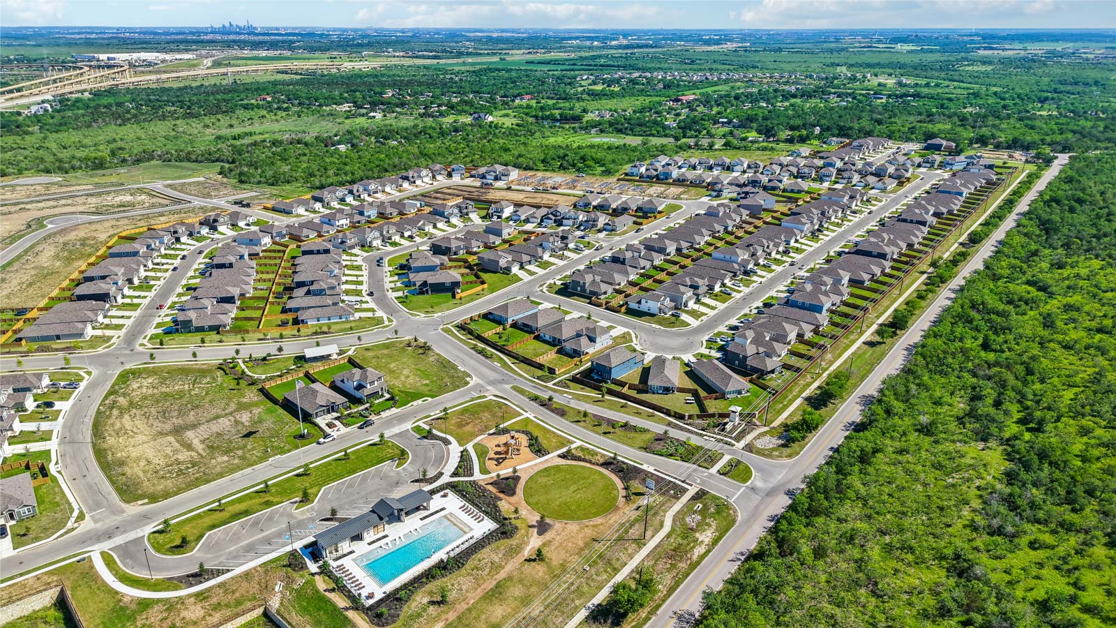Overall drone shot of Durango in Mustang Ridge, TX near Austin.