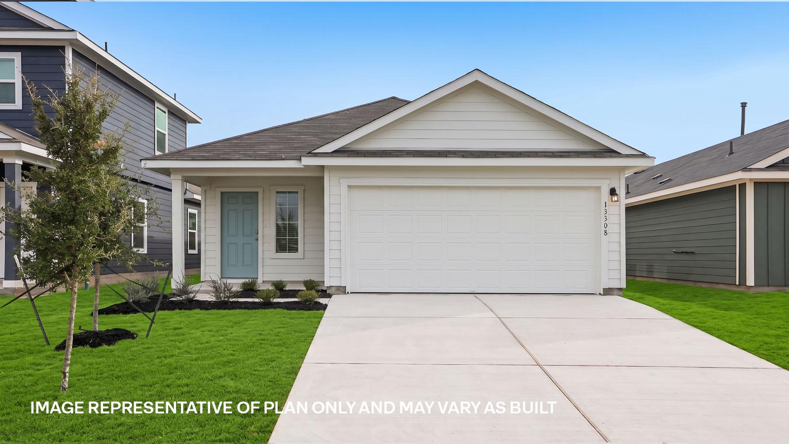 The Caroline floorplan - A Elevation at Durango in Mustang Ridge, TX.