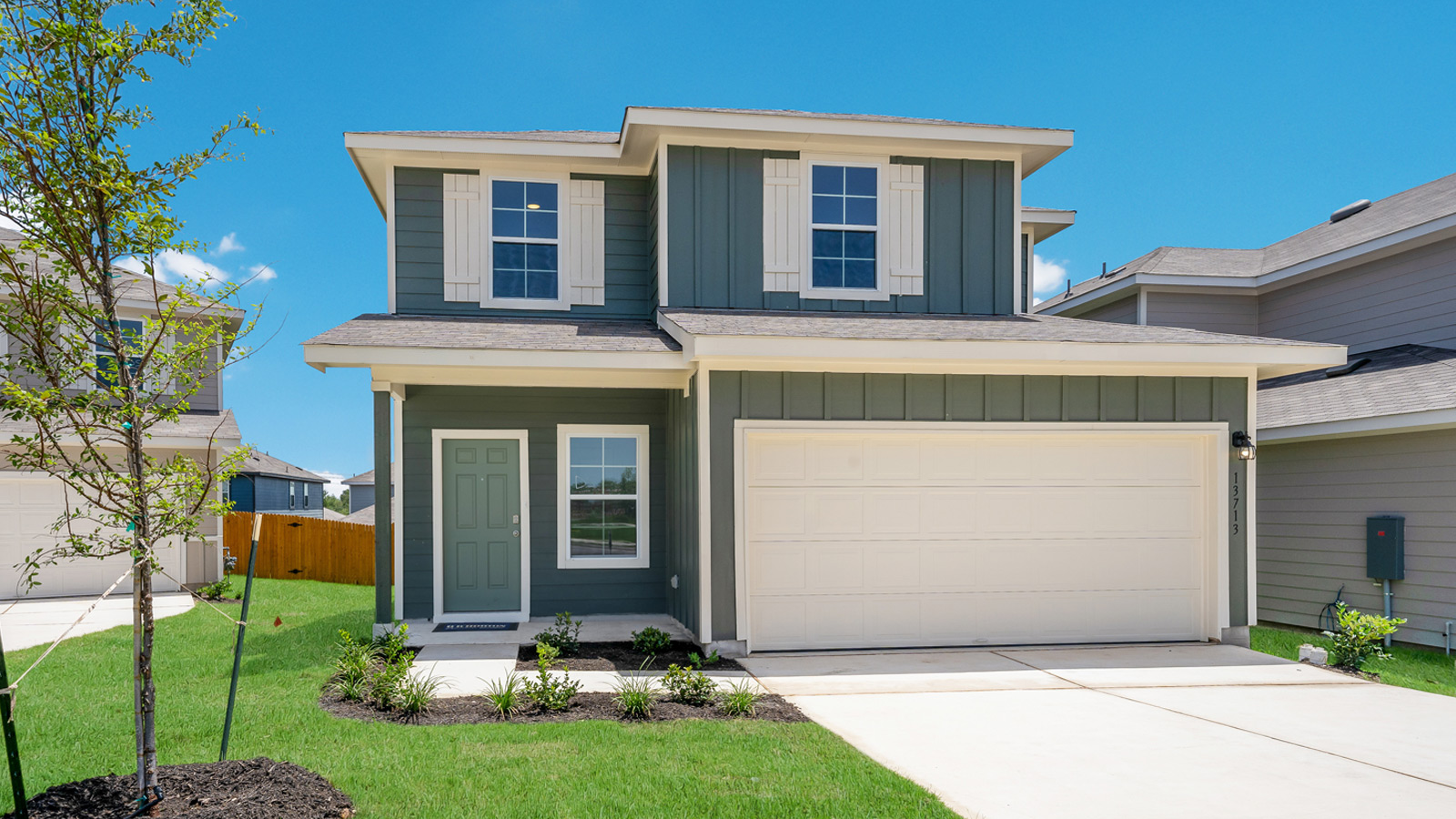 The Florence floorplan, A elevation, at Durango in Mustang Ridge, TX.