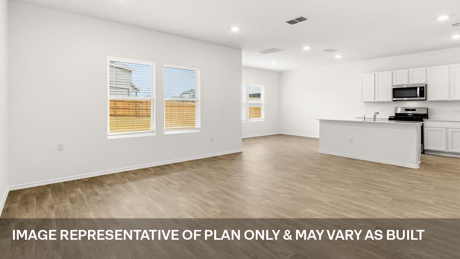 Open family room with windows,