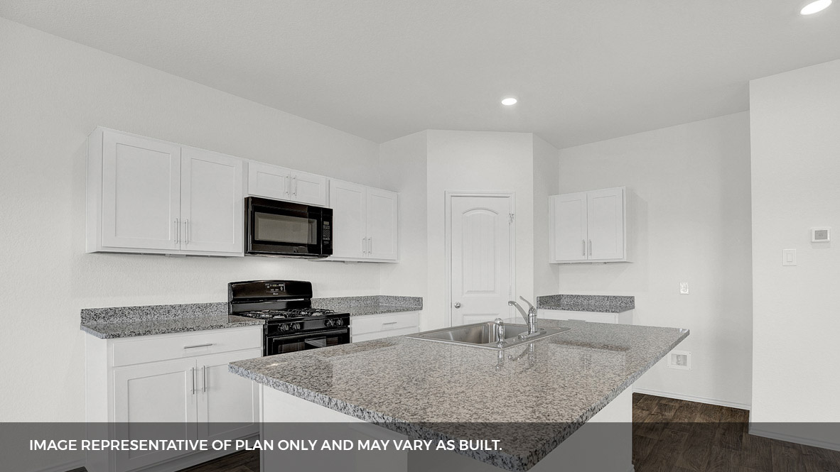 Open kitchen with island.