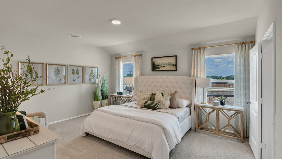 Main bedroom with adjoined bathroom.