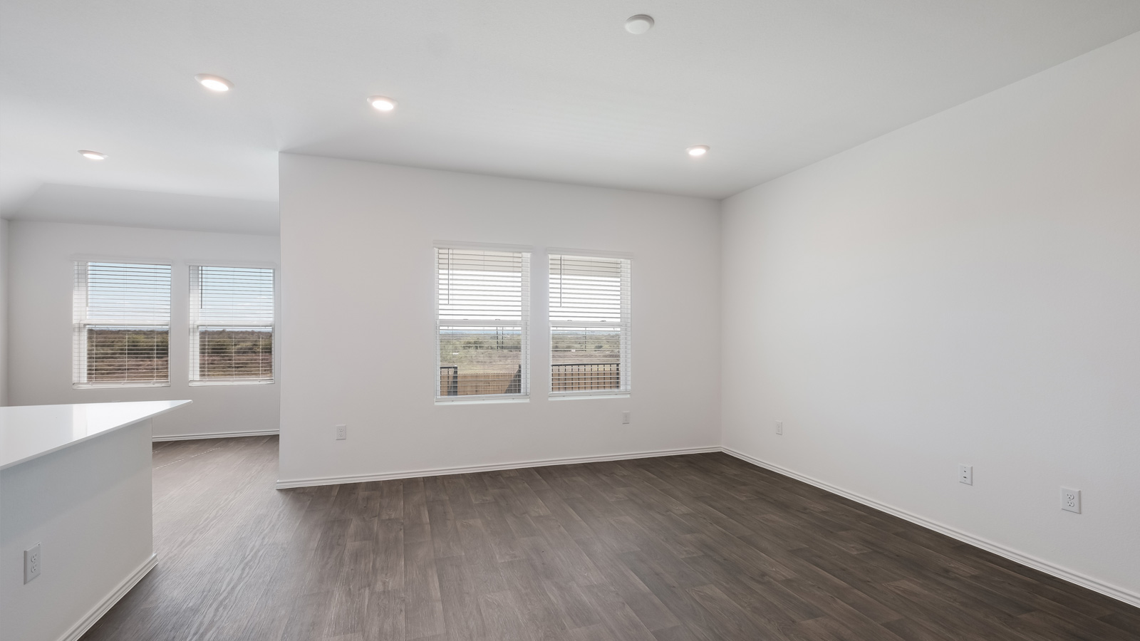 Open concept living room and kitchen.