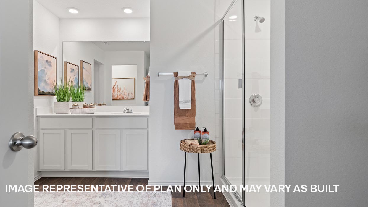 Primary bathroom with walk-in shower.