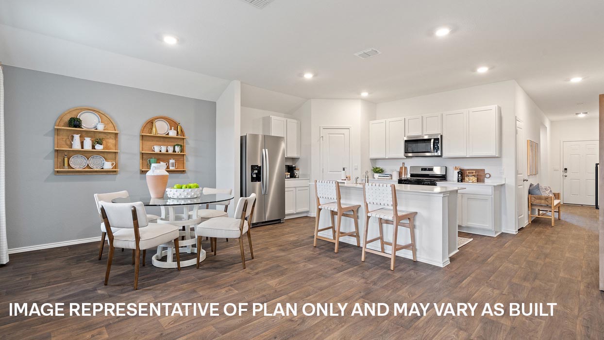 Open concept kitchen and living space.