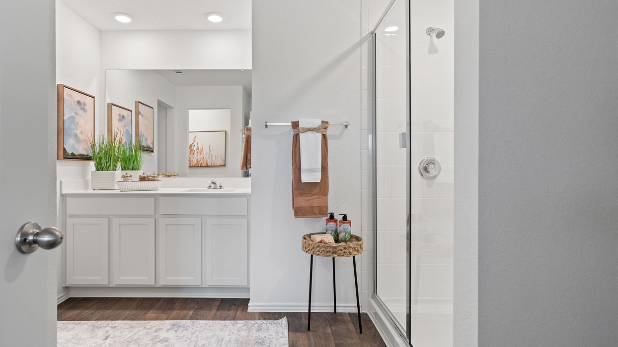 main bathroom with walk in shower