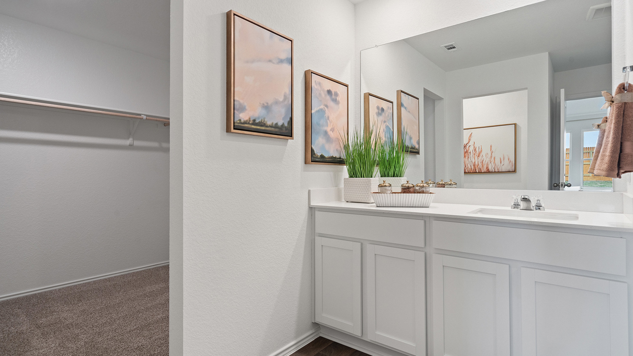 main bathroom with walk in closet