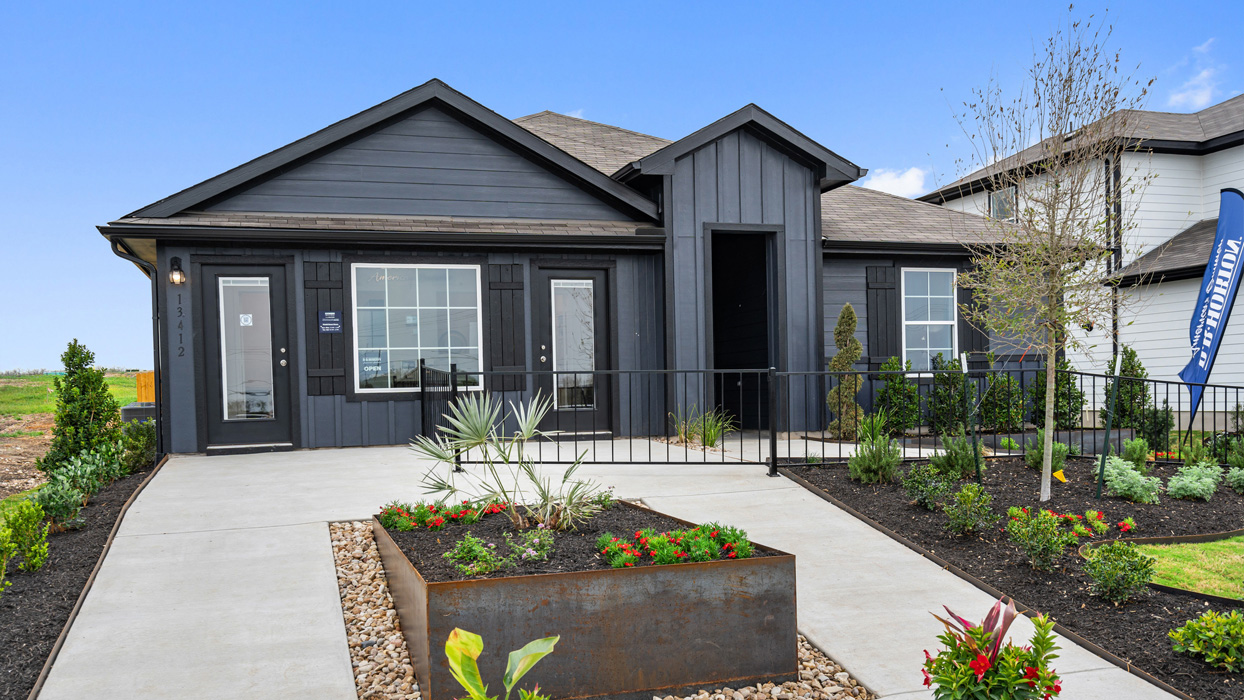 Irvine Floorplan - Front Modern Farmhouse Exterior - Durango in Mustang Ridge TX