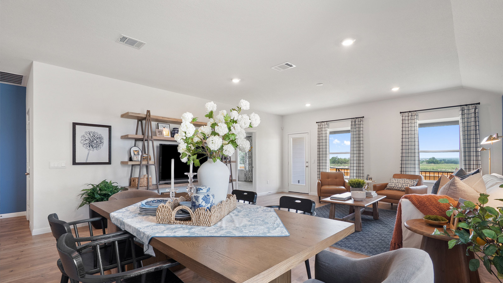 Interior dining area open to living area
