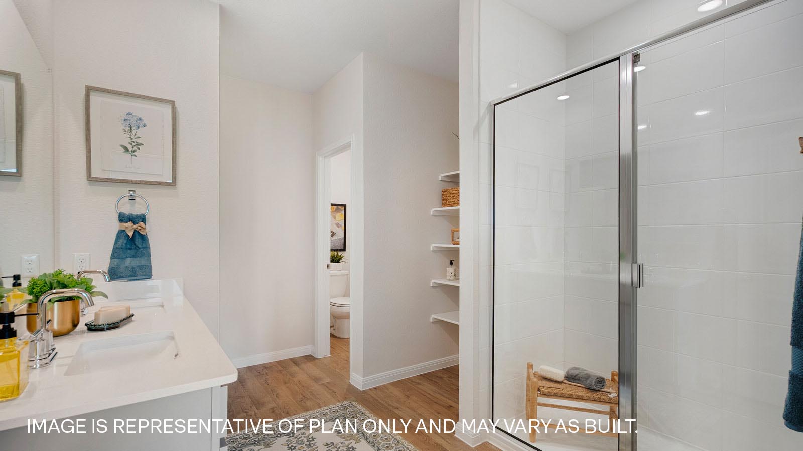 Primary bathroom with walk-in shower.