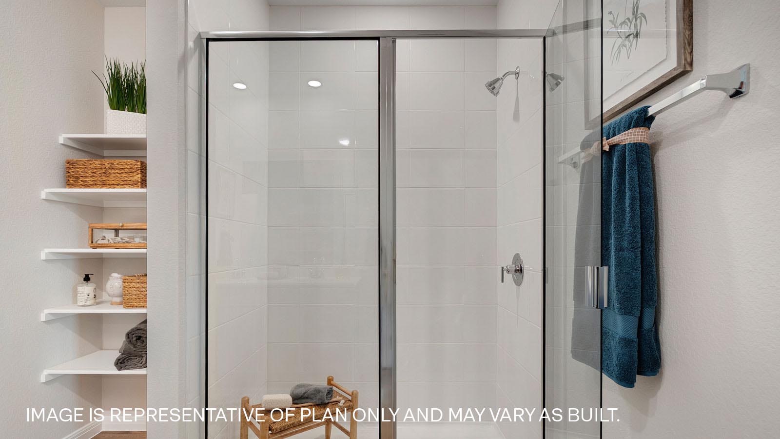 Walk-in shower in primary bathroom.