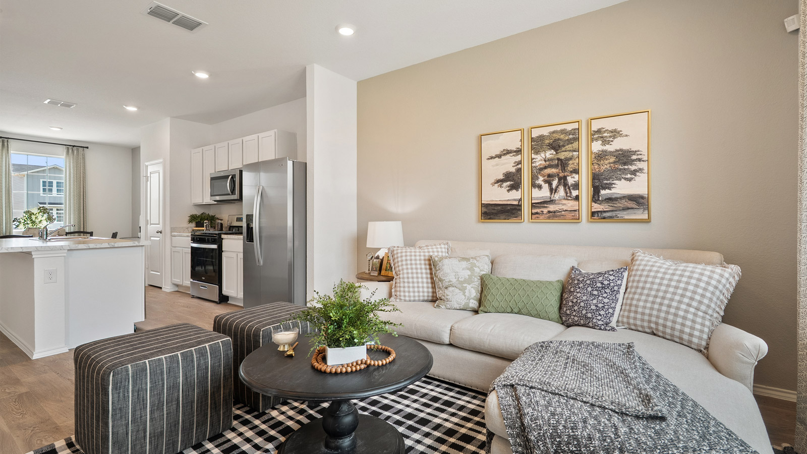 Interior living room next to kitchen