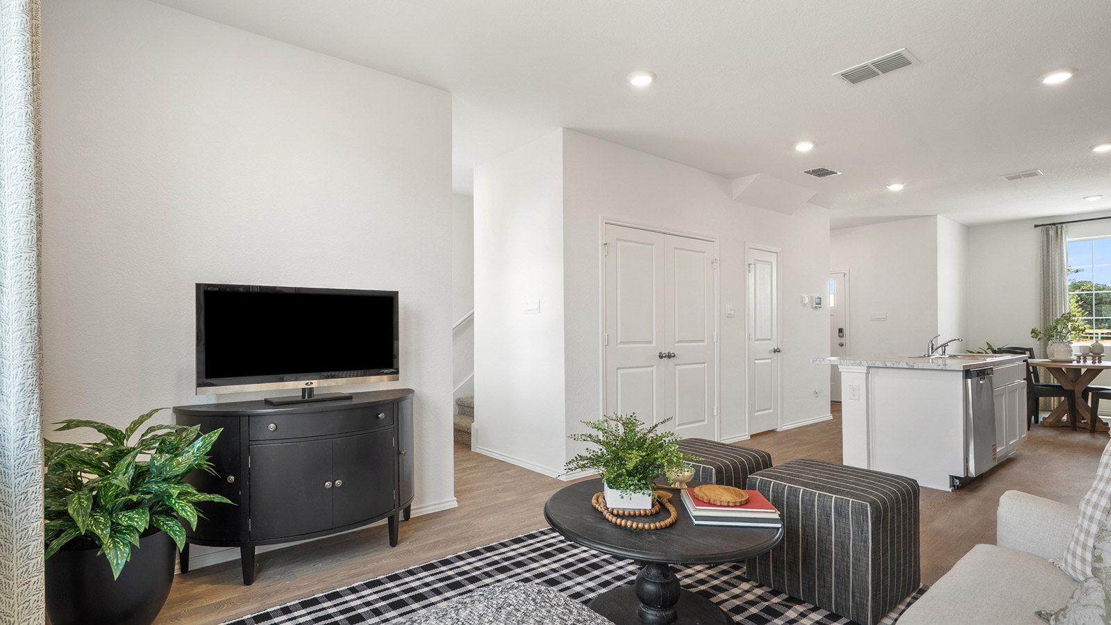 Interior living room next to kitchen