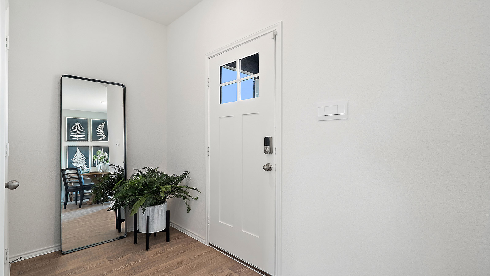 Interior of entryway looking at the front door