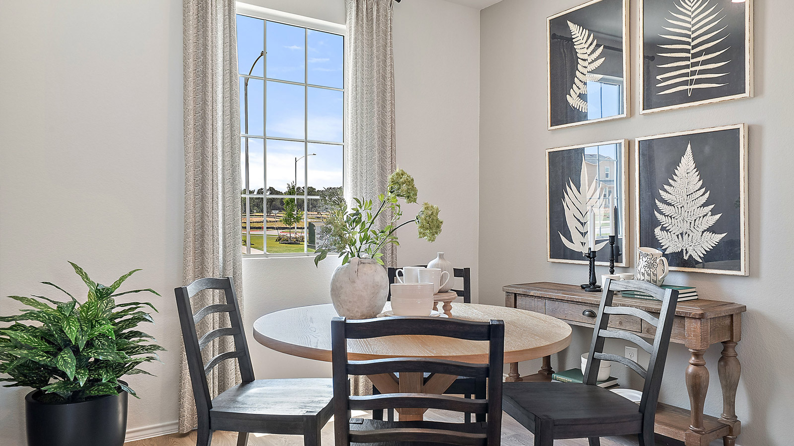 Interior dining area with large window
