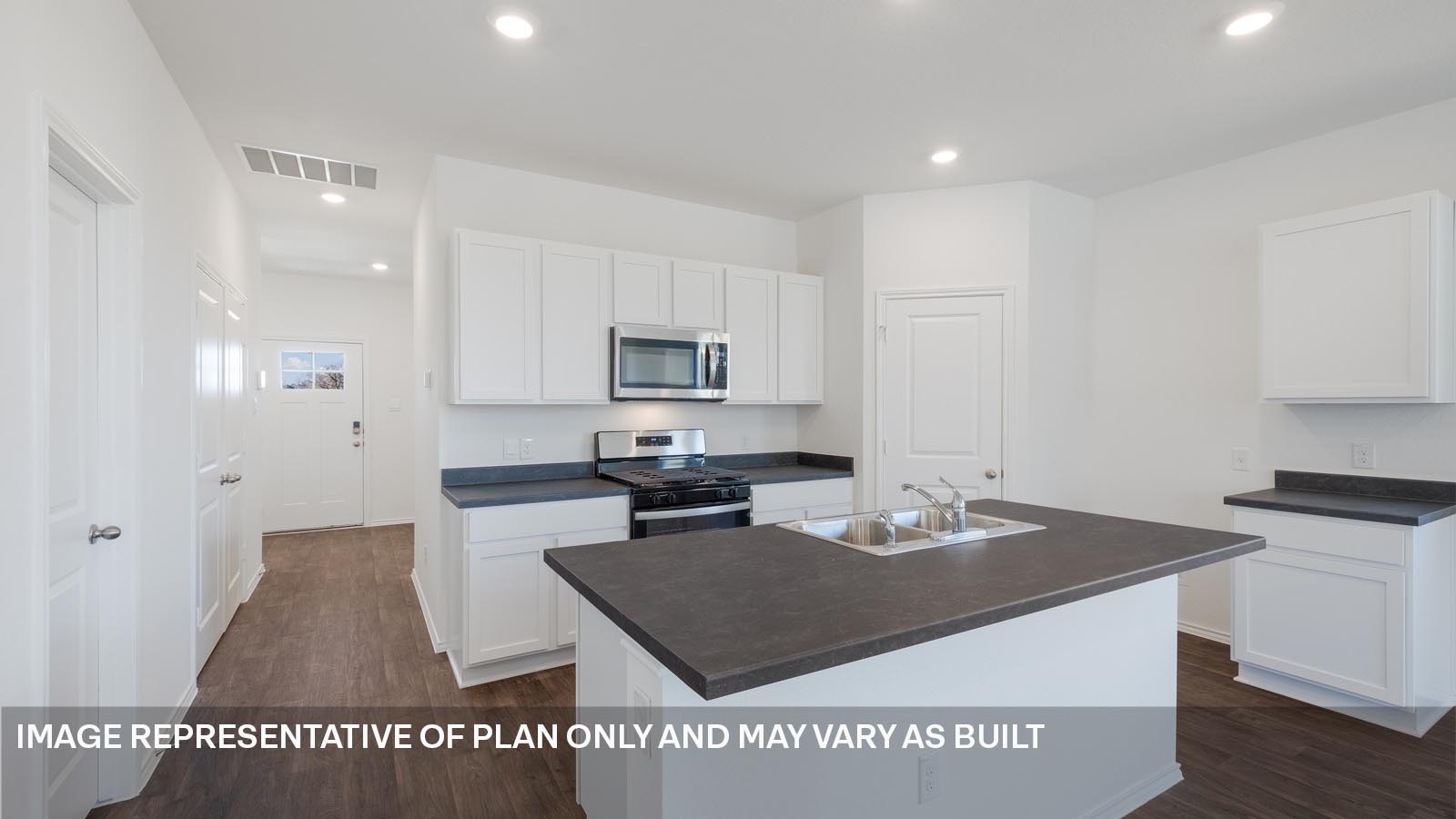 Open kitchen with island.