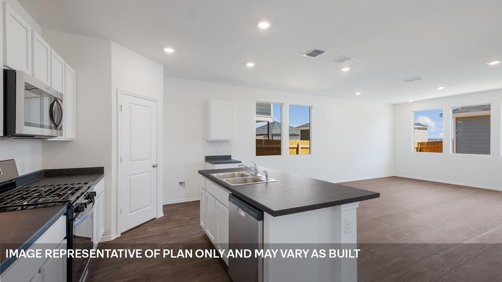 Open kitchen with island.