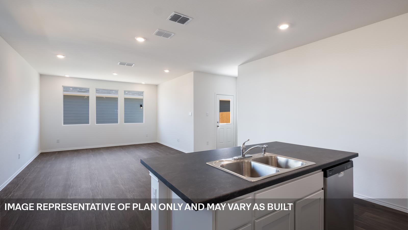 Open kitchen with island.