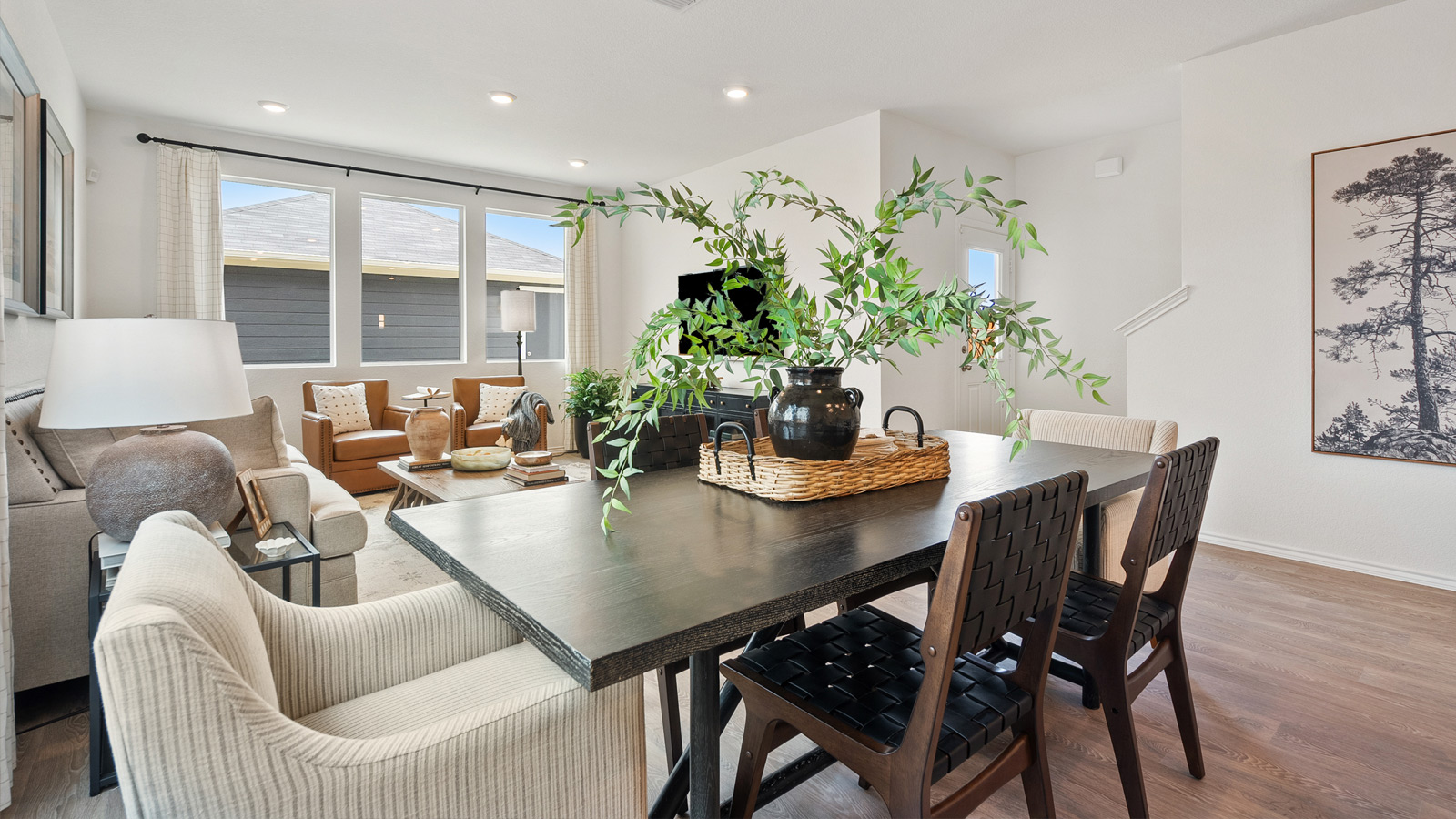 Interior of dining area open to the living room