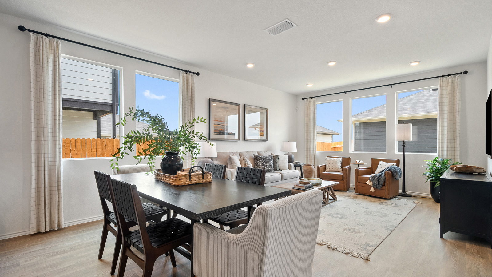 Interior of dining area open to the living room