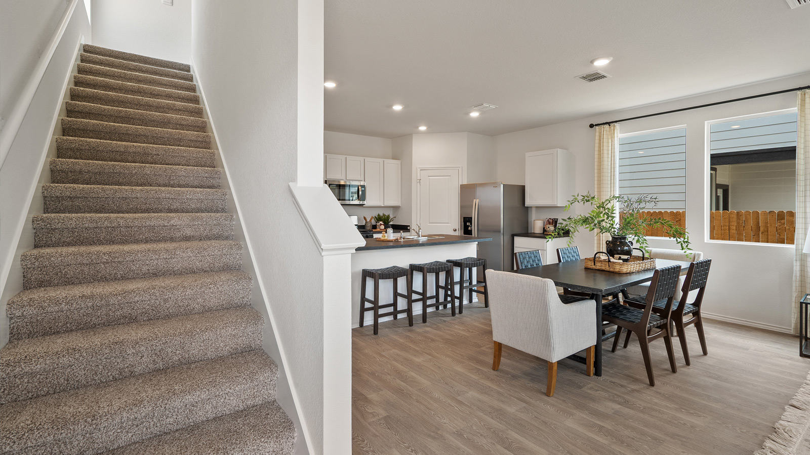 Interior of stairway next to the dining area
