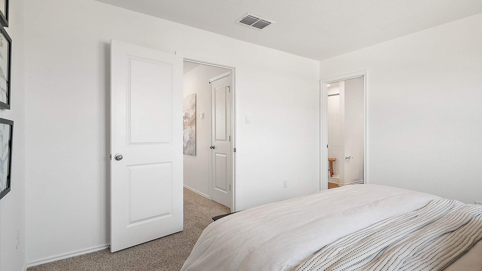 Interior bedroom with private bathroom