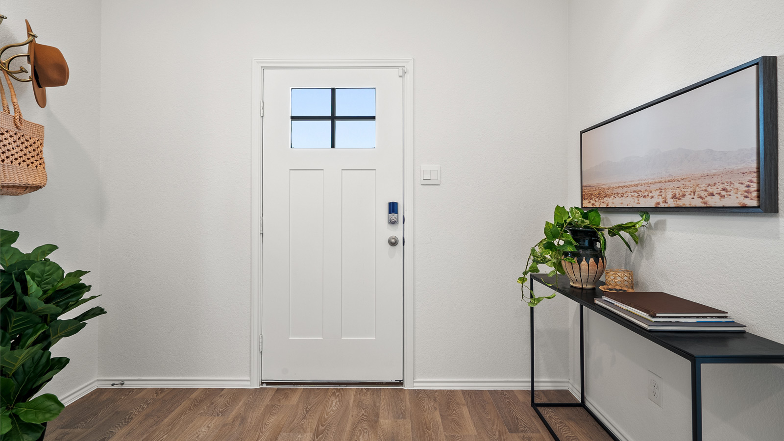 Interior of entryway looking at the front door