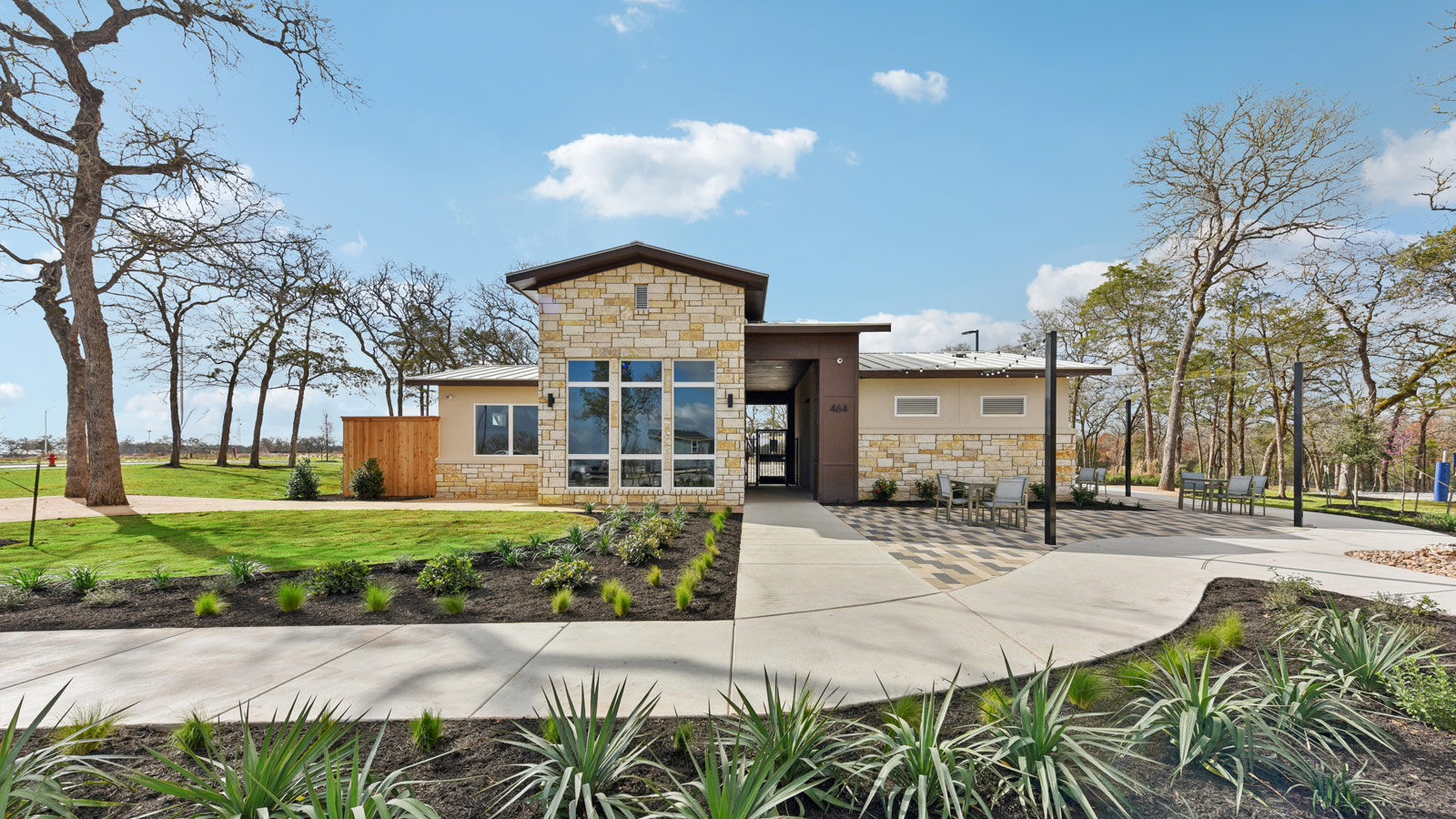 Amenity center clubhouse at Valverde in Bastrop, TX.