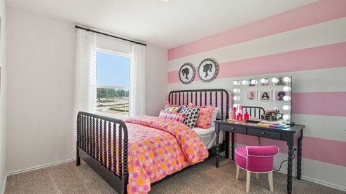 Interior bedroom with large window