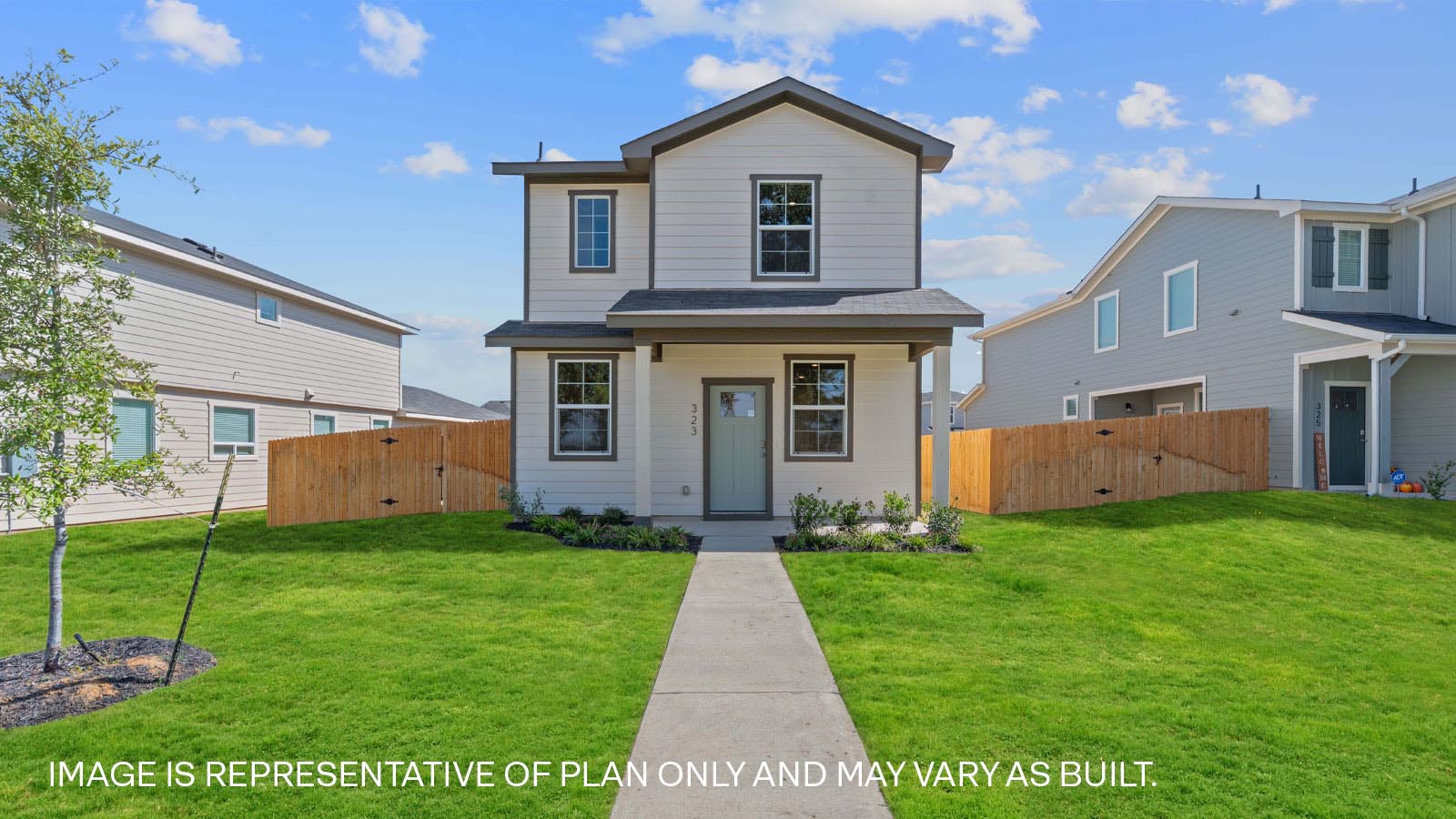 The Buchanan floorplan - E Elevation at Valverde in Bastrop, TX.