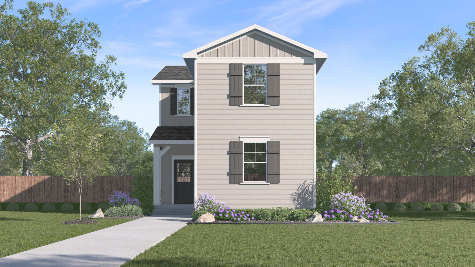 The Livingston Front Exterior Rendering Two Story Home with Rear 2 Car Garage - Elevation D