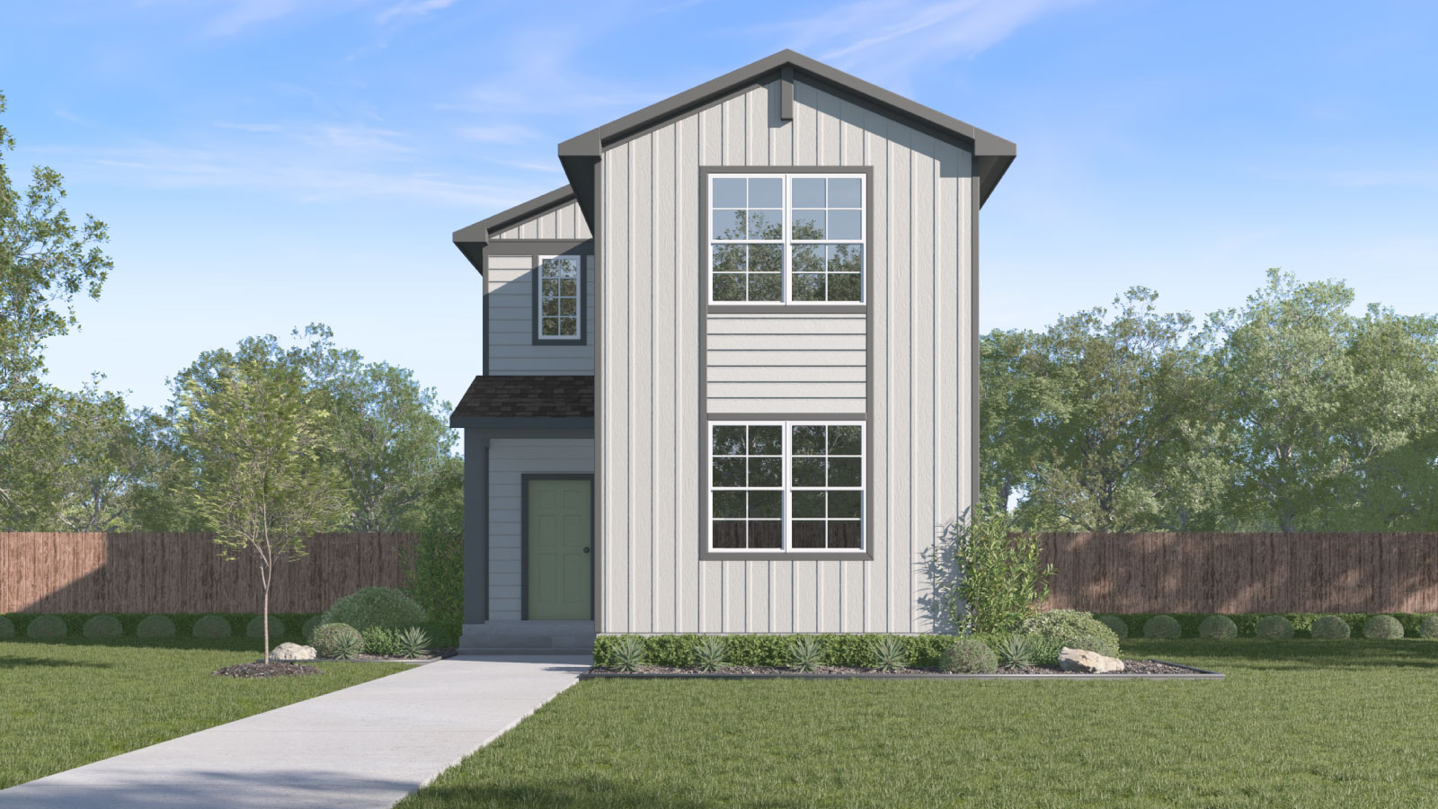 The Livingston Front Exterior Rendering Two Story Home with Rear 2 Car Garage - Elevation E