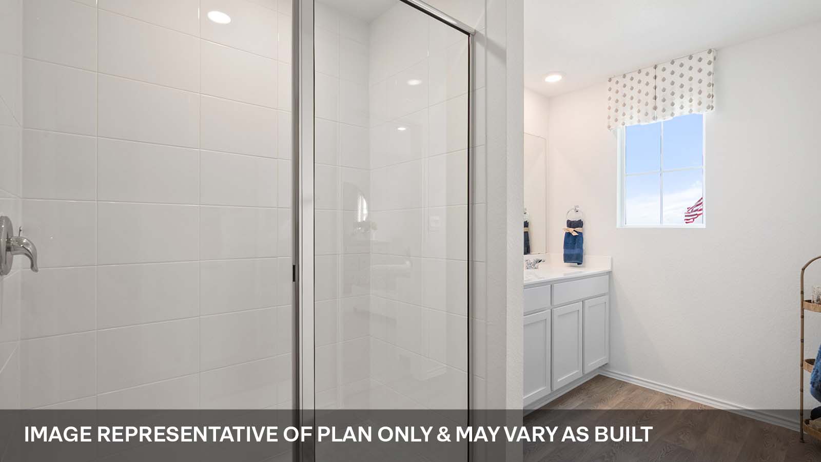 Walk-in shower in primary bathroom.