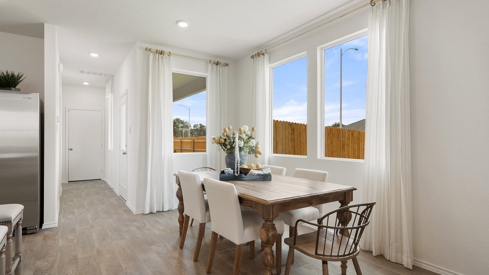 Interior dining area with large window