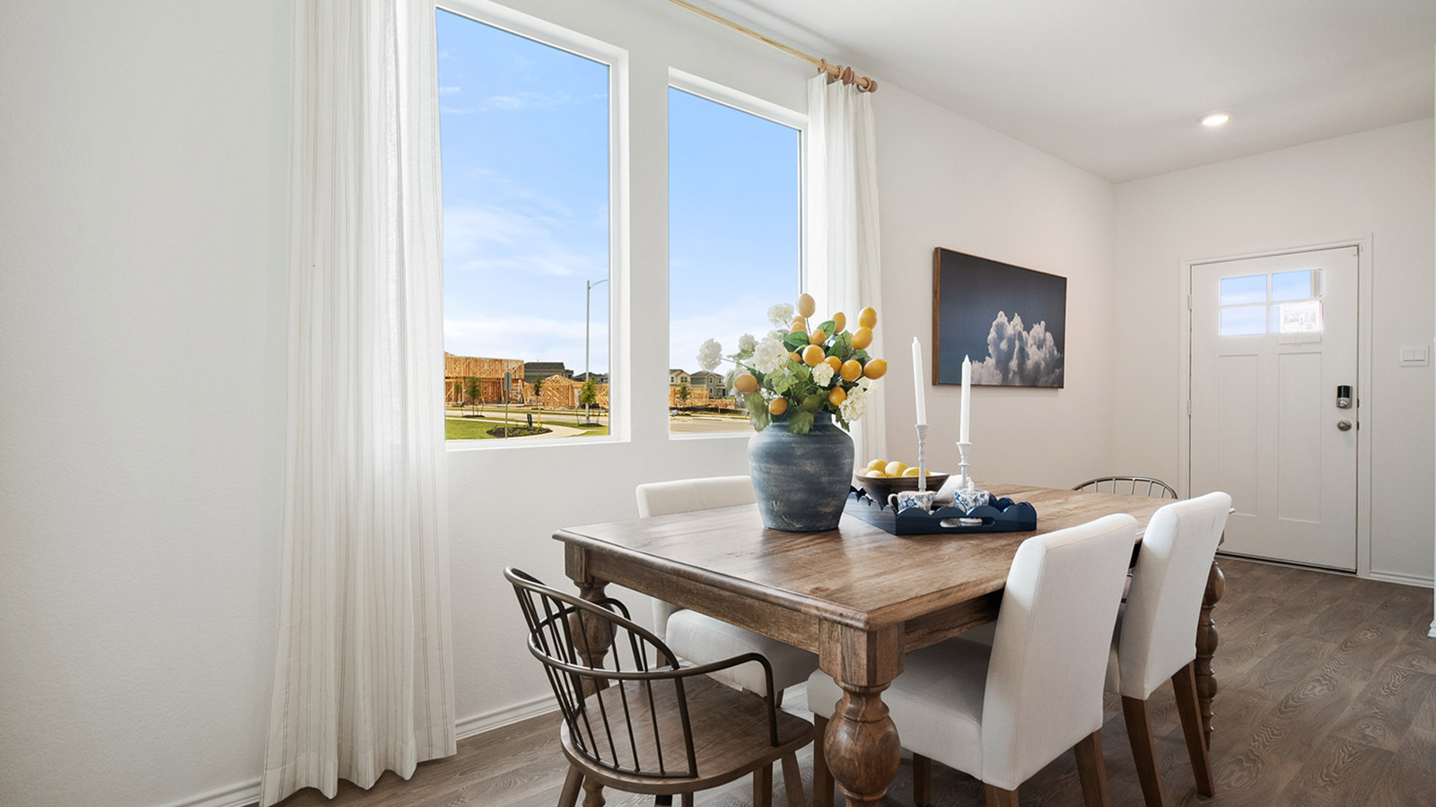 Interior dining area with large window